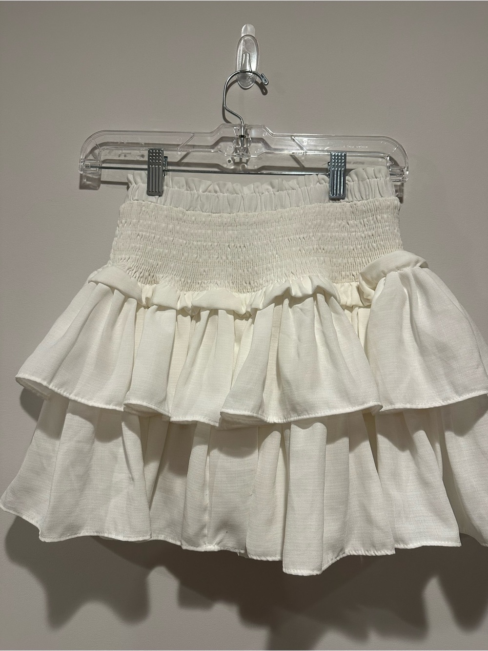 Hello Molly Cream Ruffle Tiered Skater Skirt